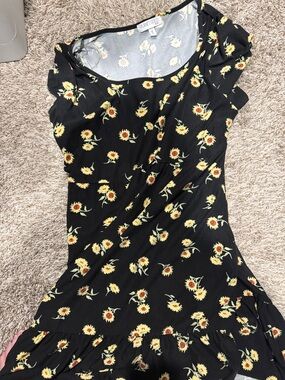 Planet Gold Black Sunflower Tea Dress